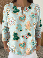 Merry Christmas Pattern Painting Art Print Buttoned Cardigan Sweater